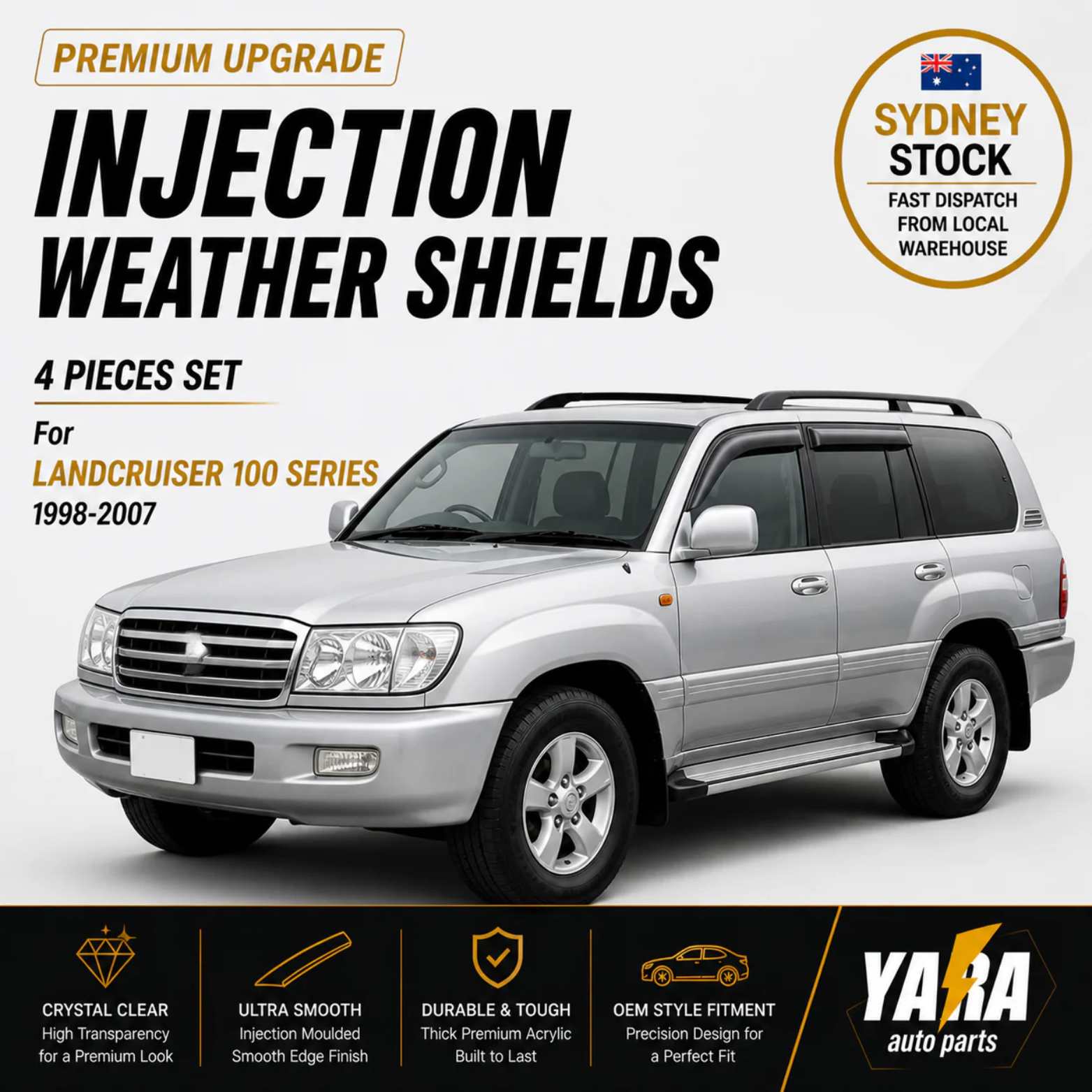 Weather shields Window Visors suitable for Landcruiser  100 Series 1998-2007 Tinted
