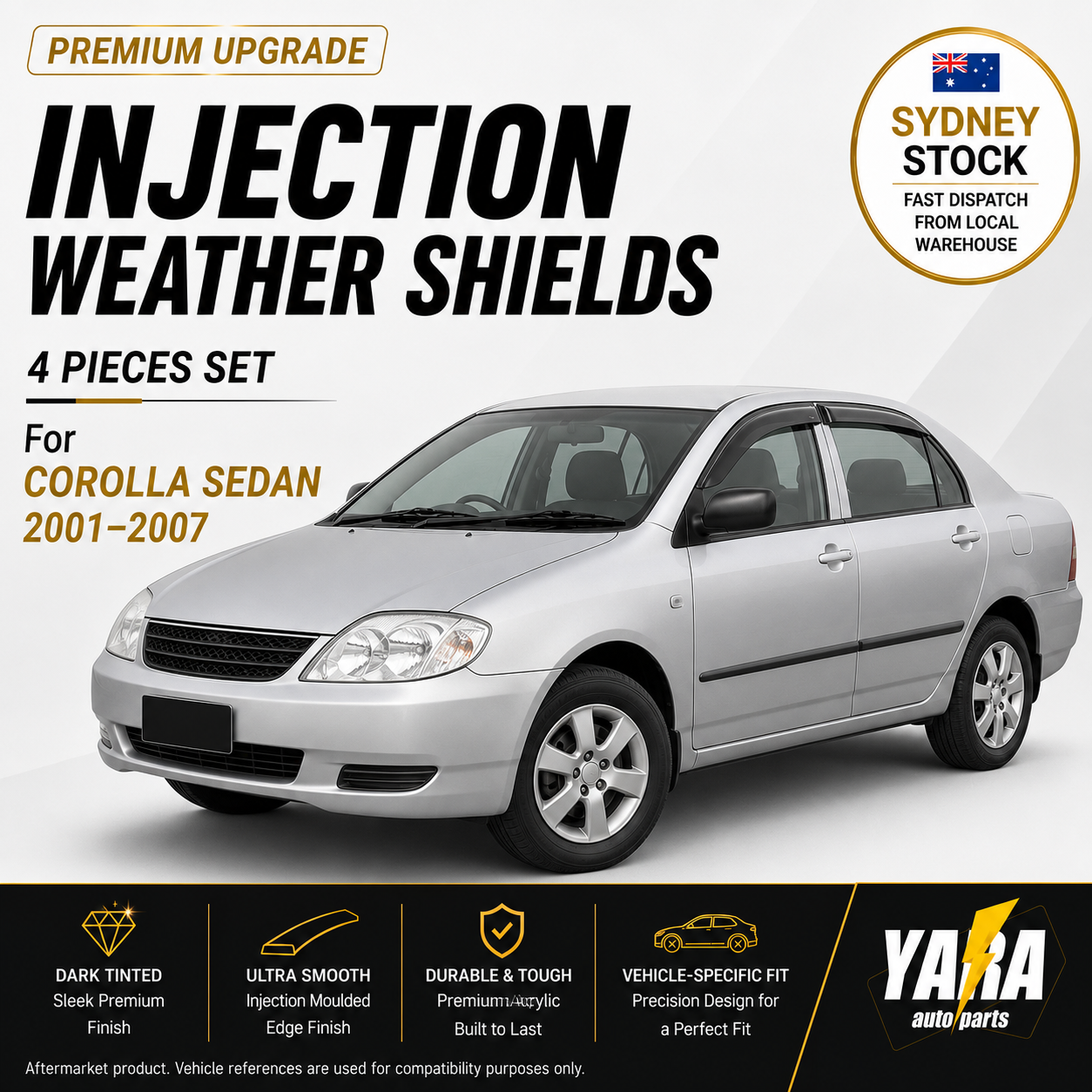 Premium Weather Shields For Toyota Corolla Sedan 2001–2007 4PCS