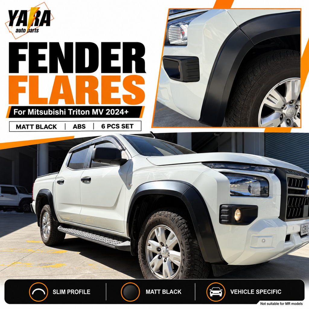 40mm Matte Black Fender Flares For Mitsubishi Triton MV 2024+ 6PCS