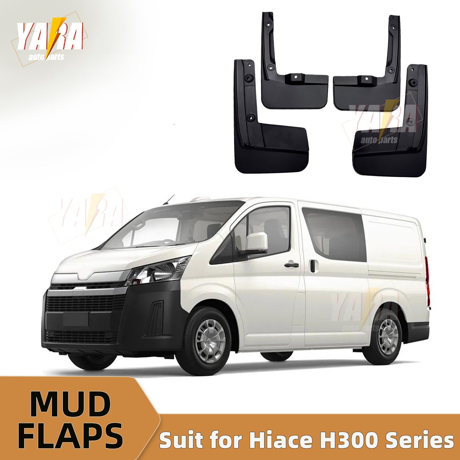 4Pcs Commercial Mud Flaps Splash Guards for Toyota Hiace H300 Series (2019-Present) Van Bus – Custom Fit Set