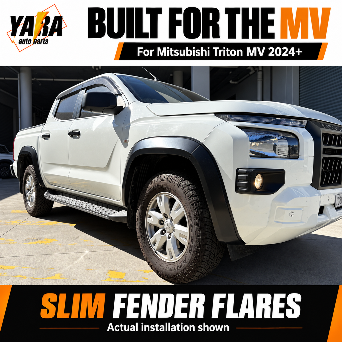 40mm Matte Black Fender Flares For Mitsubishi Triton MV 2024+ 6PCS