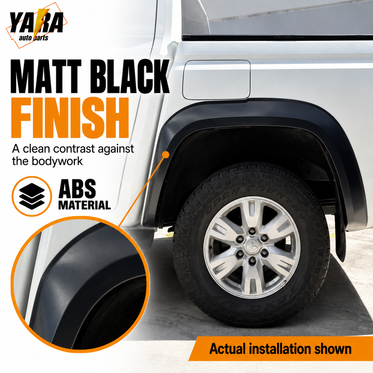 40mm Matte Black Fender Flares For Mitsubishi Triton MV 2024+ 6PCS