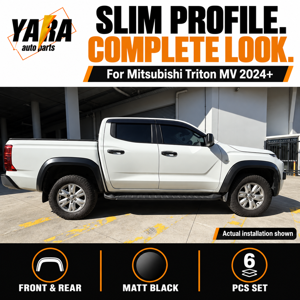 40mm Matte Black Fender Flares For Mitsubishi Triton MV 2024+ 6PCS