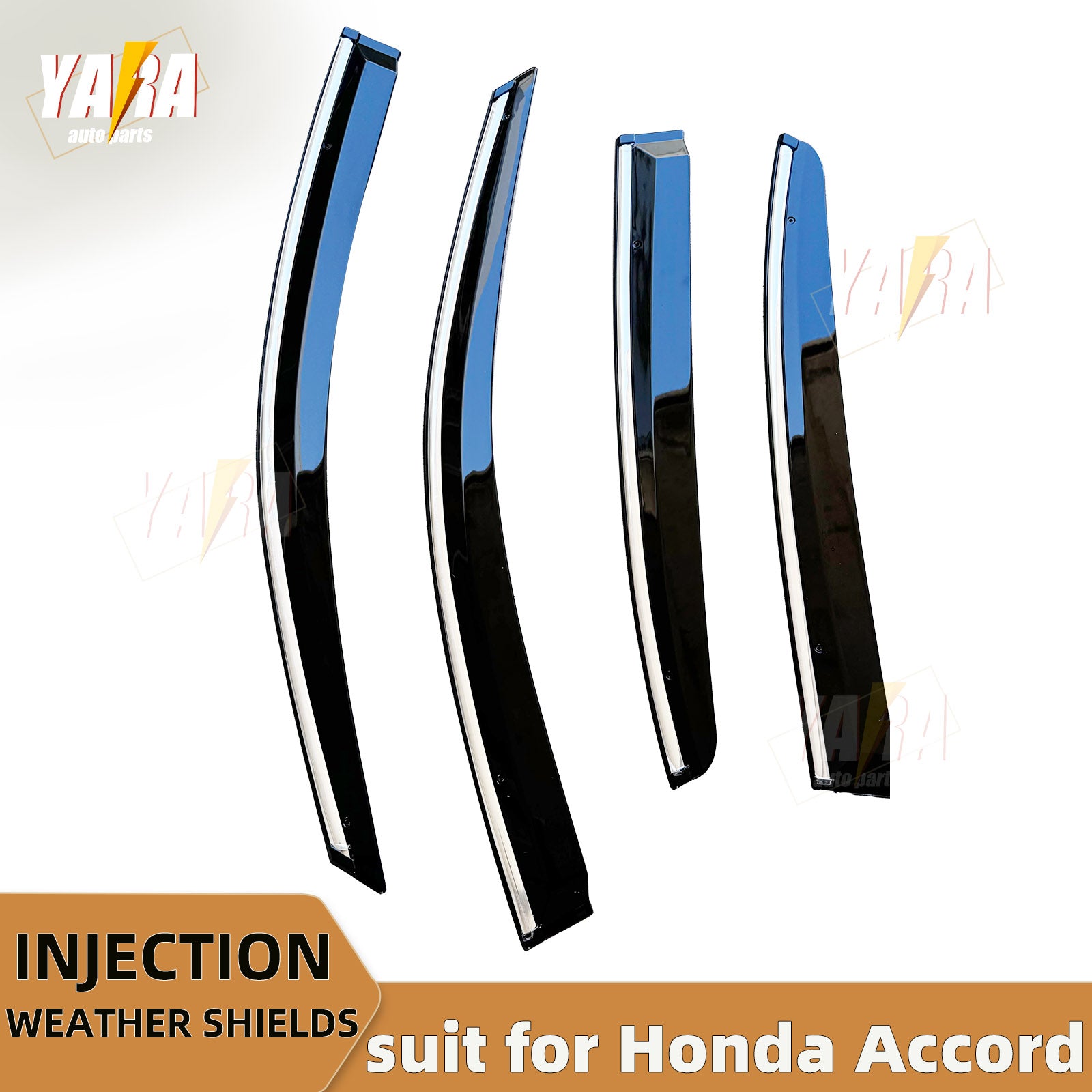 Injection Weather Shields Chrome Trim for Honda Accord 8th Gen 2008–2013(CP Sedan) Window Visors 4PCS