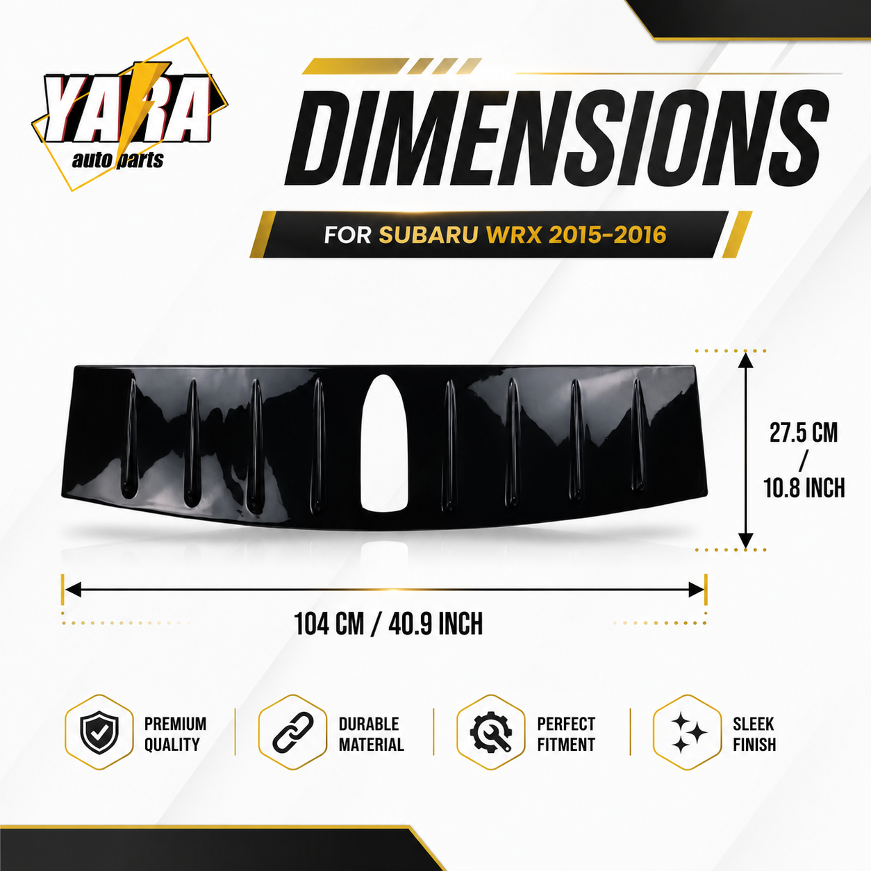 Gloss Black Vortex Generator Roof Spoiler For Subaru WRX STI VA 2015–2021
