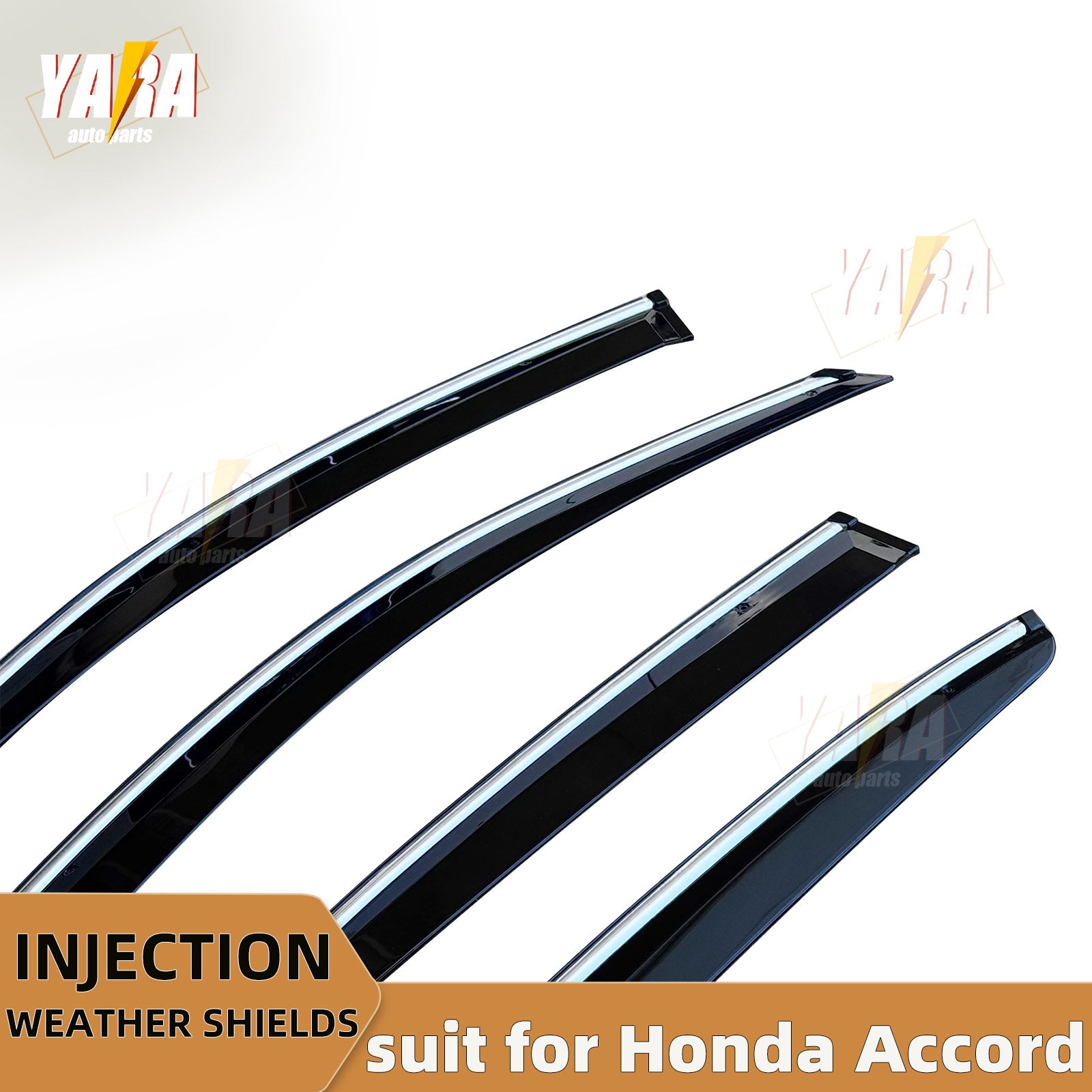 Injection Weather Shields Chrome Trim for Honda Accord 8th Gen 2008–2013(CP Sedan) Window Visors 4PCS