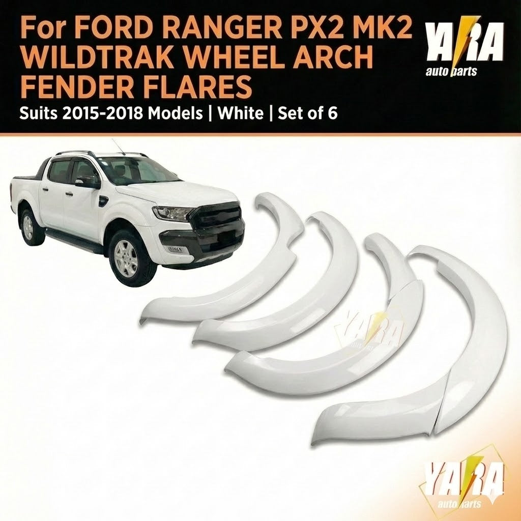 White Fender Flares Wheel Arch for Ford ranger PX2 MK2 Wildtrack 2015-18 6pcs