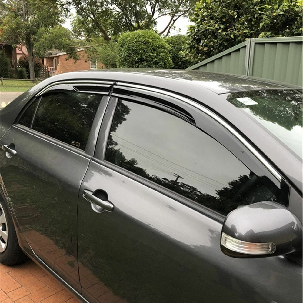 Mugen Style Weather Shields with Chrome Trim for Toyota Corolla Sedan 2007–2013