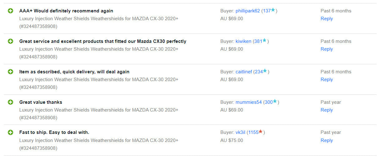 Luxury Injection Weather Shields Weathershields for MAZDA CX-30 2020+