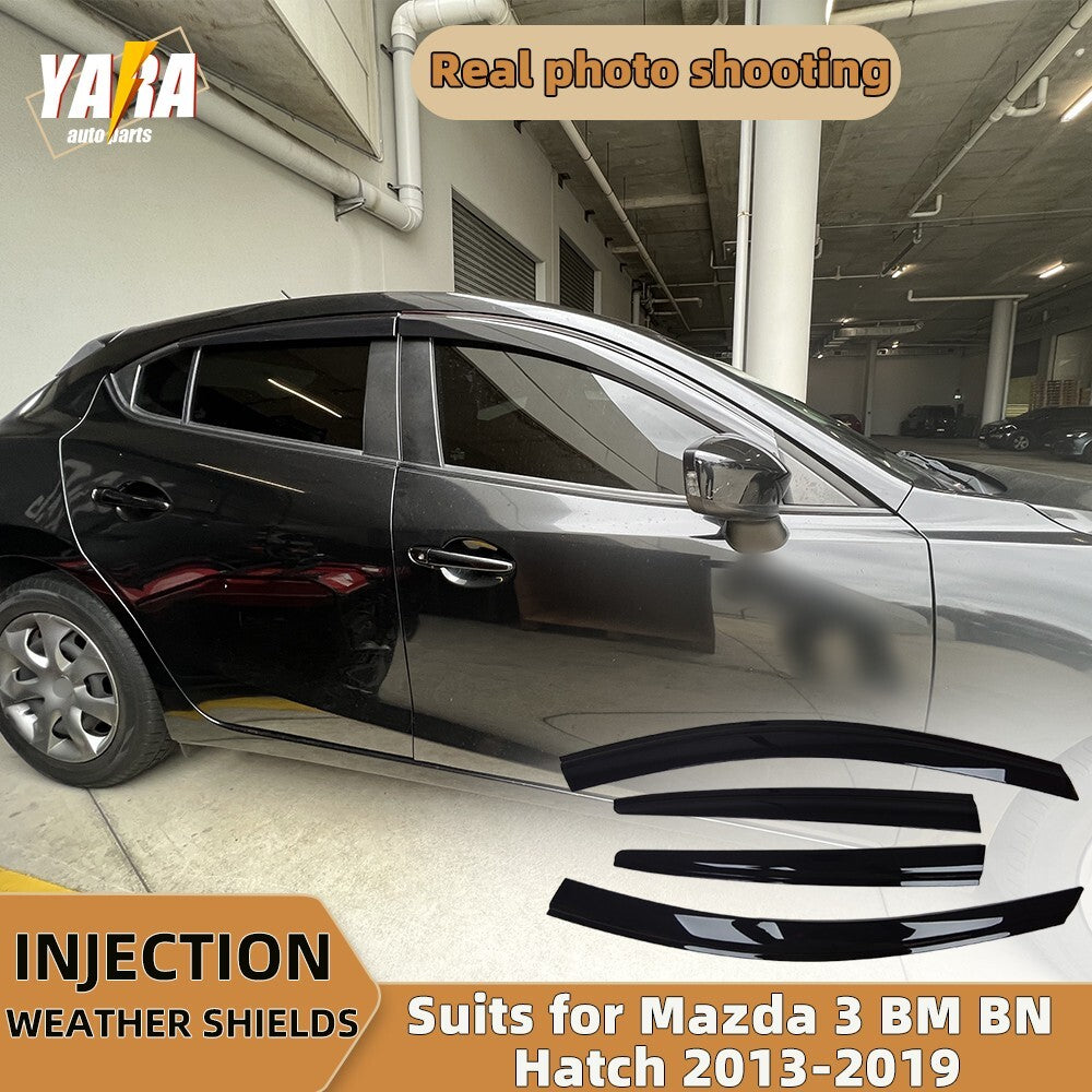 Premium Weather Shields Window Visors for Mazda 3 hatch June 2013-2018