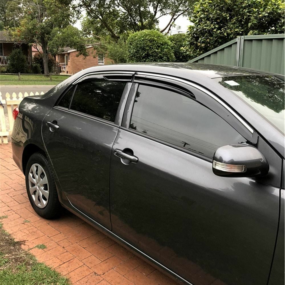 Mugen Style Weather Shields with Chrome Trim for Toyota Corolla Sedan 2007–2013