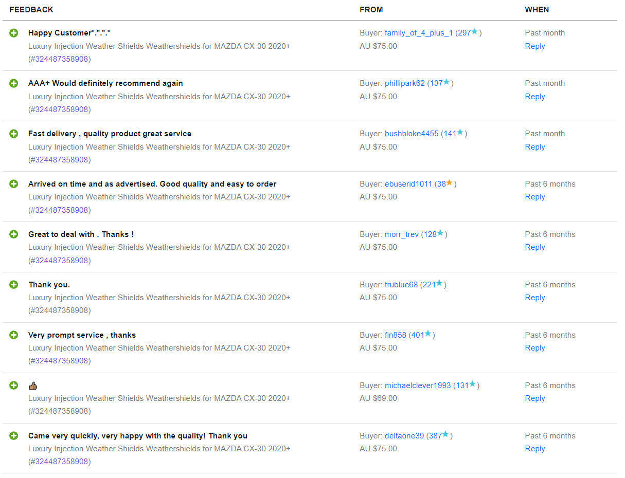 Luxury Injection Weather Shields Weathershields for MAZDA CX-30 2020+