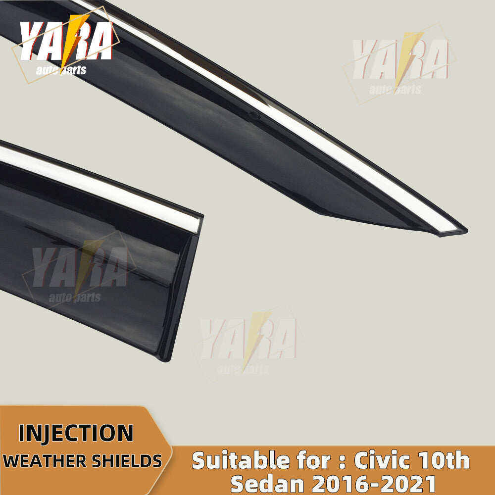 Injection Stainless Weather Shields Weathershields for Civic 10th Sedan 2016-21