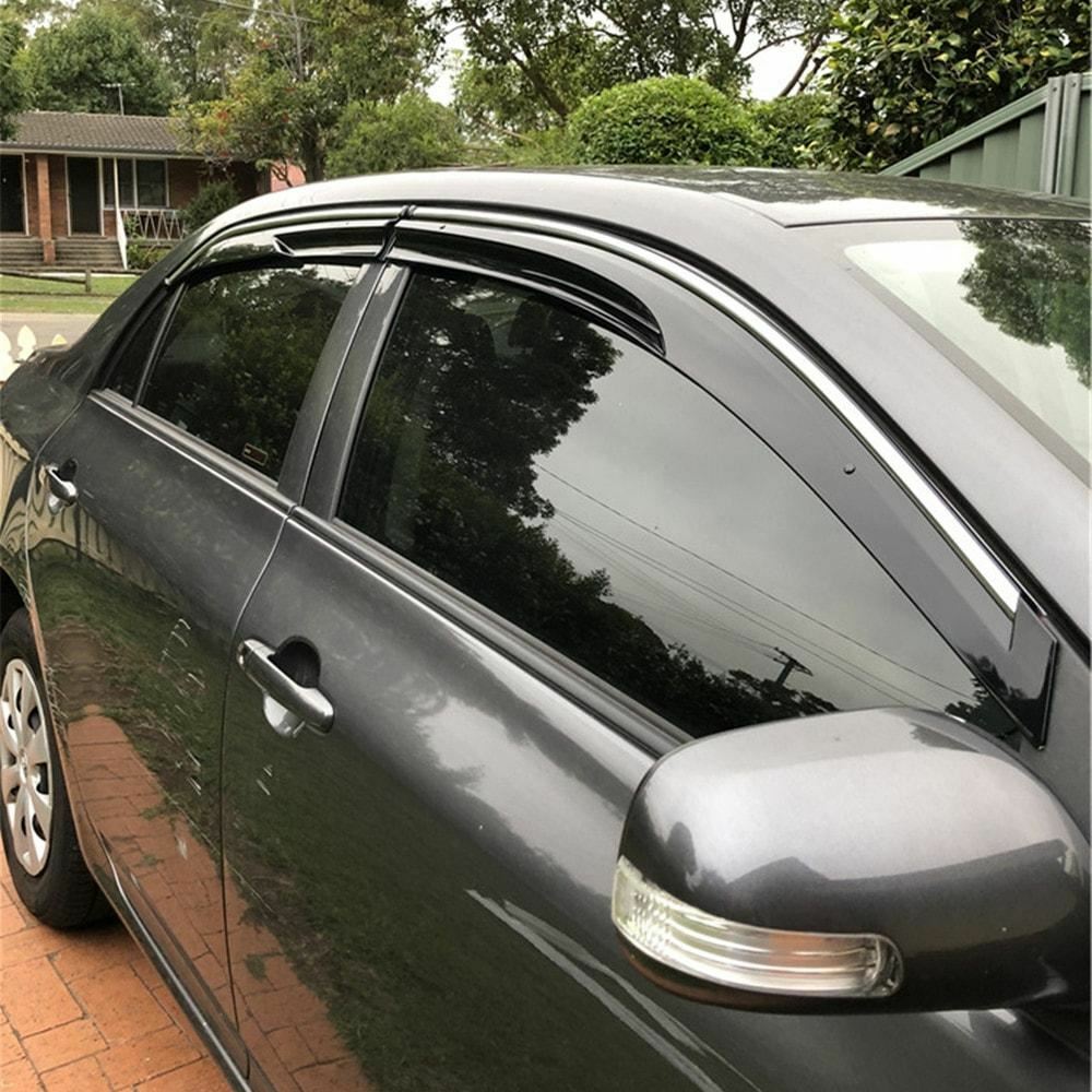 Mugen Style Weather Shields with Chrome Trim for Toyota Corolla Sedan 2007–2013