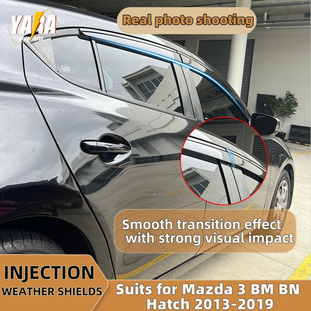 Premium Weather Shields Window Visors for Mazda 3 hatch June 2013-2018