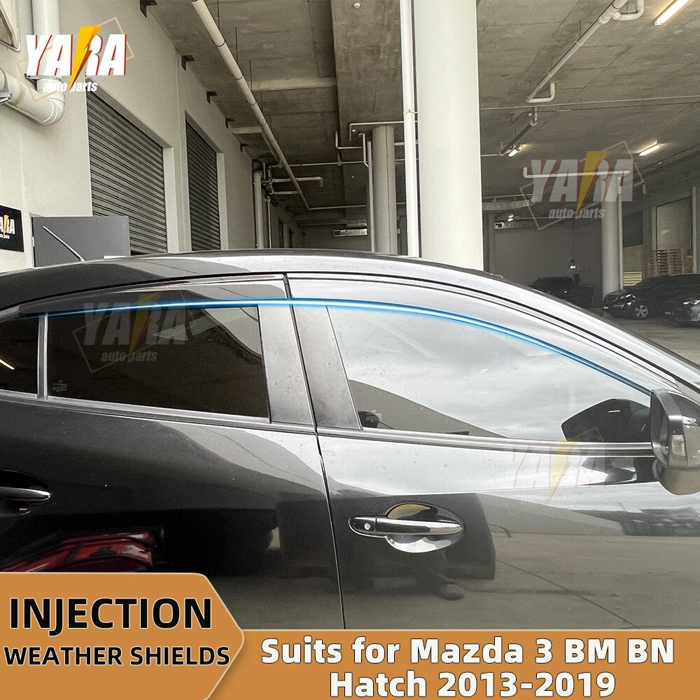 Premium Weather Shields Window Visors for Mazda 3 hatch June 2013-2018