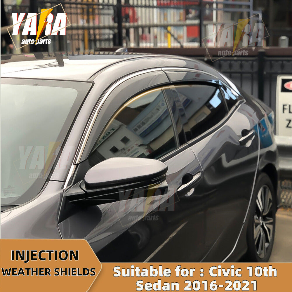 Injection Stainless Weather Shields Weathershields for Civic 10th Sedan 2016-21