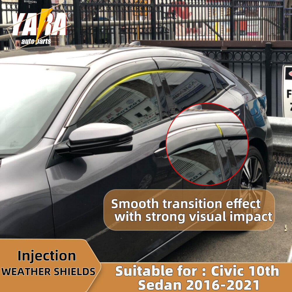 Injection Stainless Weather Shields Weathershields for Civic 10th Sedan 2016-21