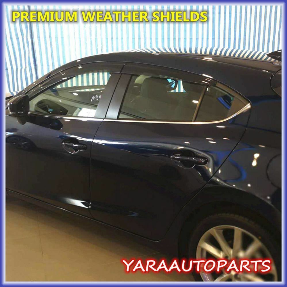 Premium Weather Shields Window Visors for Mazda 3 hatch June 2013-2018