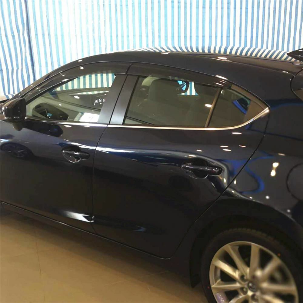 Premium Weather Shields Window Visors for Mazda 3 hatch June 2013-2018