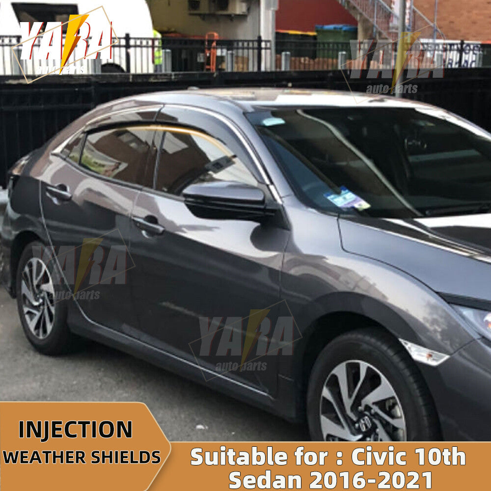 Injection Stainless Weather Shields Weathershields for Civic 10th Sedan 2016-21