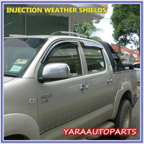 Injection Weather Shields Window Visors suits for Hilux 4DR 2005-2015 tinted 4pc