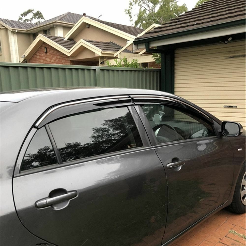 Mugen Style Weather Shields with Chrome Trim for Toyota Corolla Sedan 2007–2013