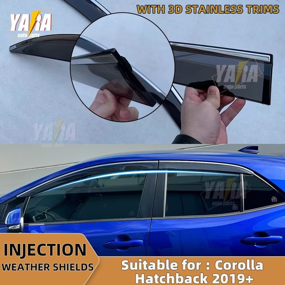Injection Weather shields for Toyota Corolla Hatchback 2019+ 3D Stainless trims