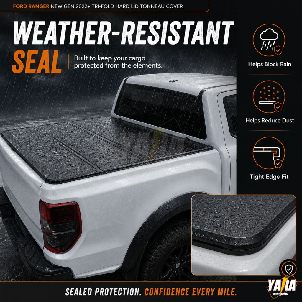 Heavy-Duty Aluminium Tri-Fold Hard Tonneau Cover for Ford Ranger Next-Gen 2022+