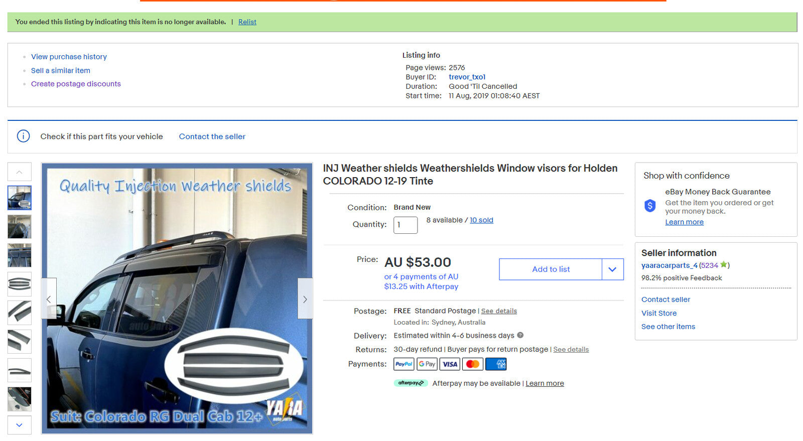 INJ Weather shields Weathershields Window visors for Holden COLORADO 12-19 Tinte