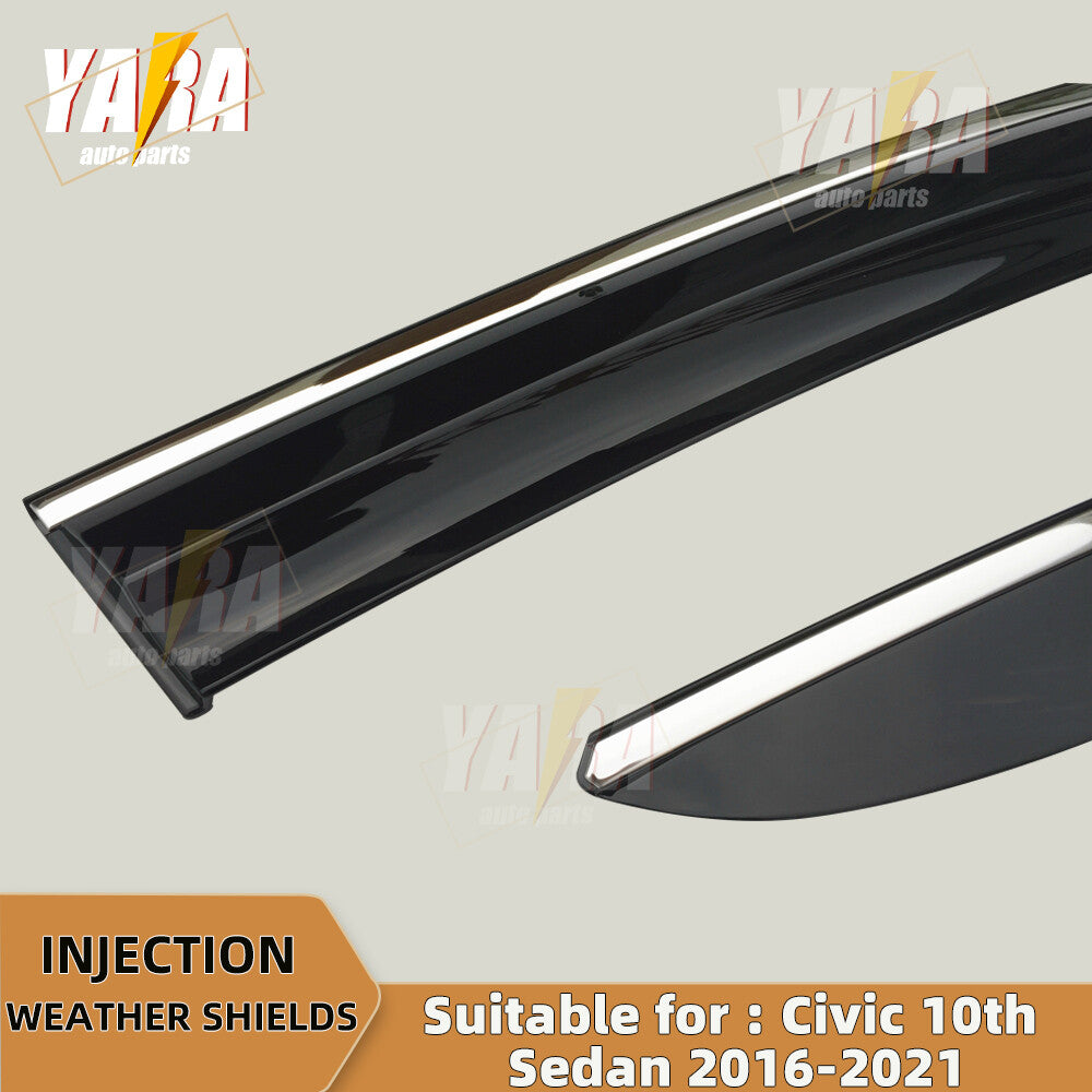 Injection Stainless Weather Shields Weathershields for Civic 10th Sedan 2016-21