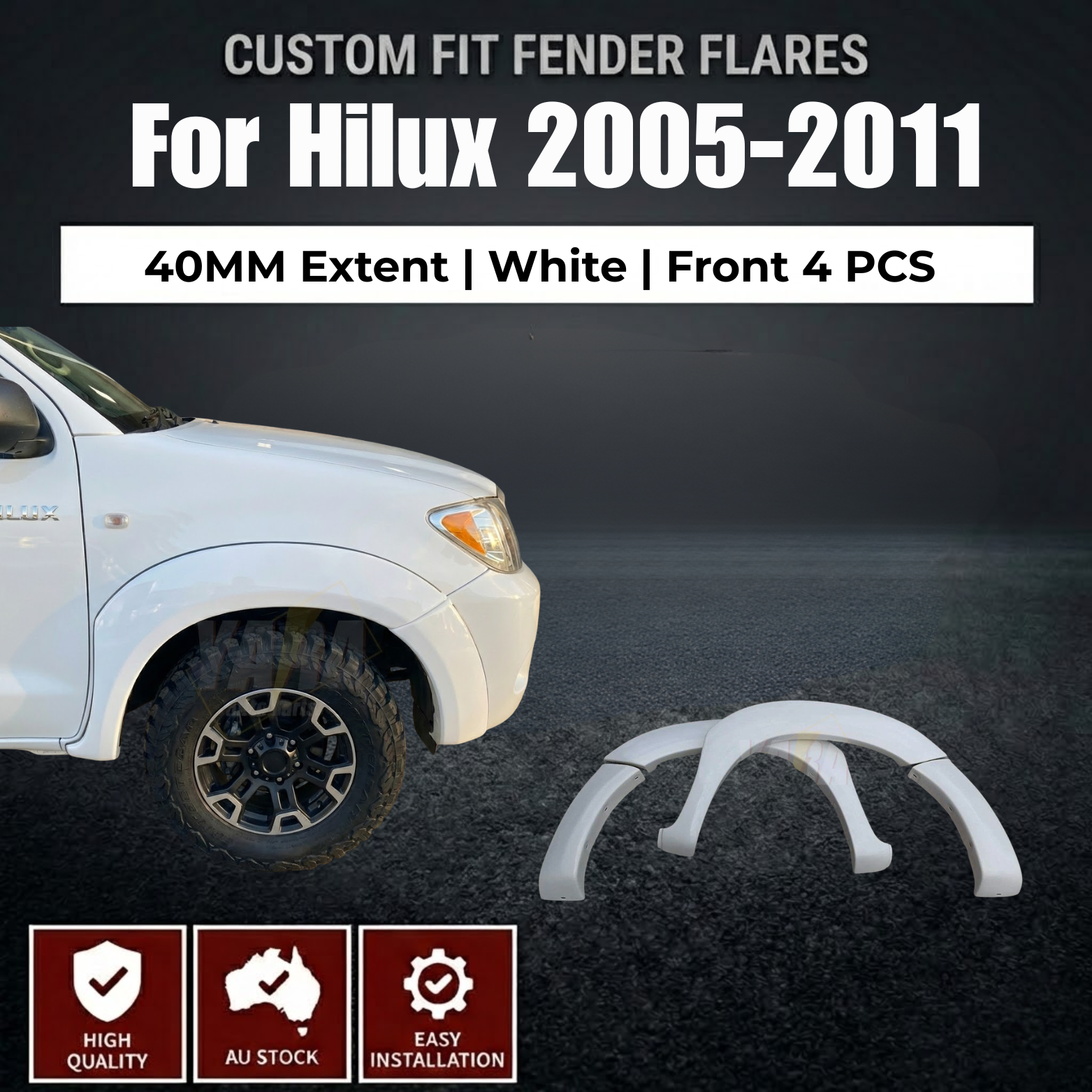 White Fender Flares Wheel Arch Suits for Hilux SR5 SR 2005-2011 (pre-facelift) front guard 4pcs