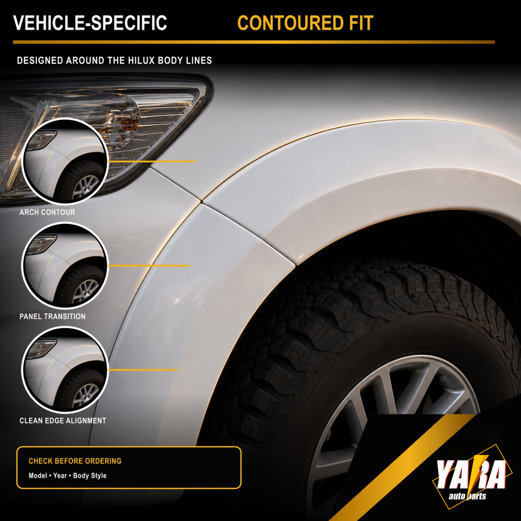 White Front Fender Flares For Toyota Hilux SR/SR5 2011–2015 4PCS Facelift