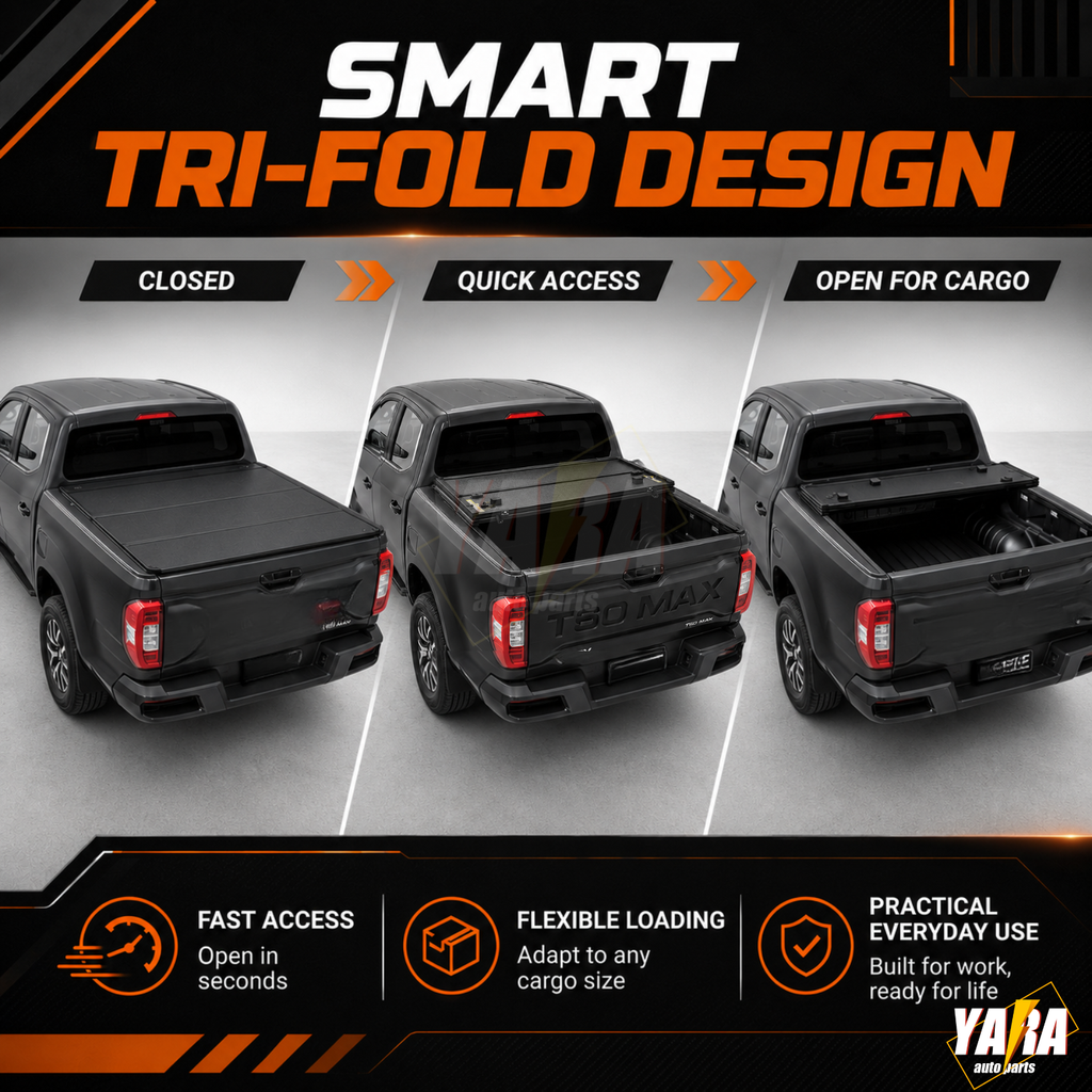 Heavy-Duty Aluminium Tri-Fold Hard Tonneau Cover for Ford Ranger Next-Gen 2022+