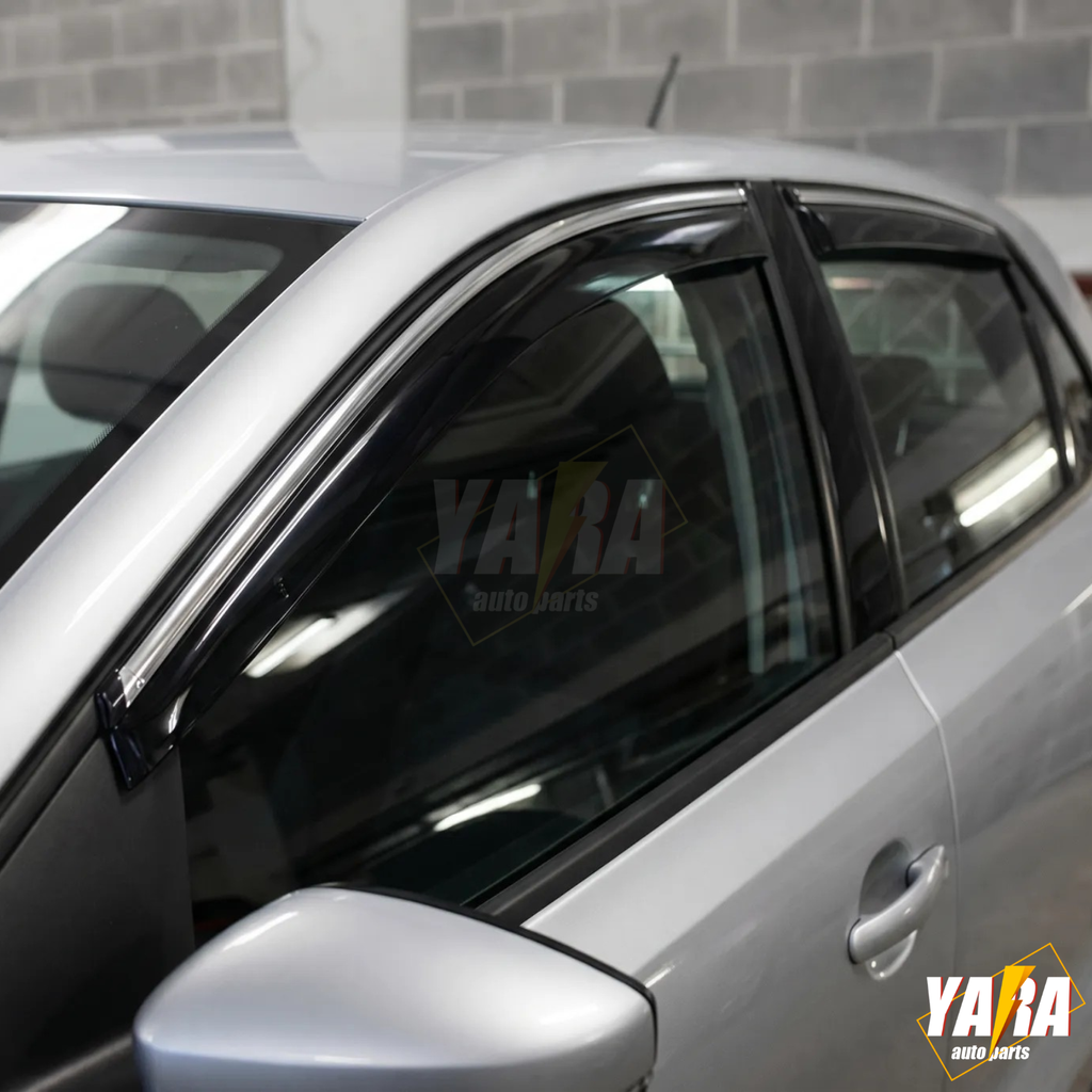 Weather Shields with Chrome Trim for VW Polo 5Dr Hatchback 2010–2017 | Window Visors 4pcs Set