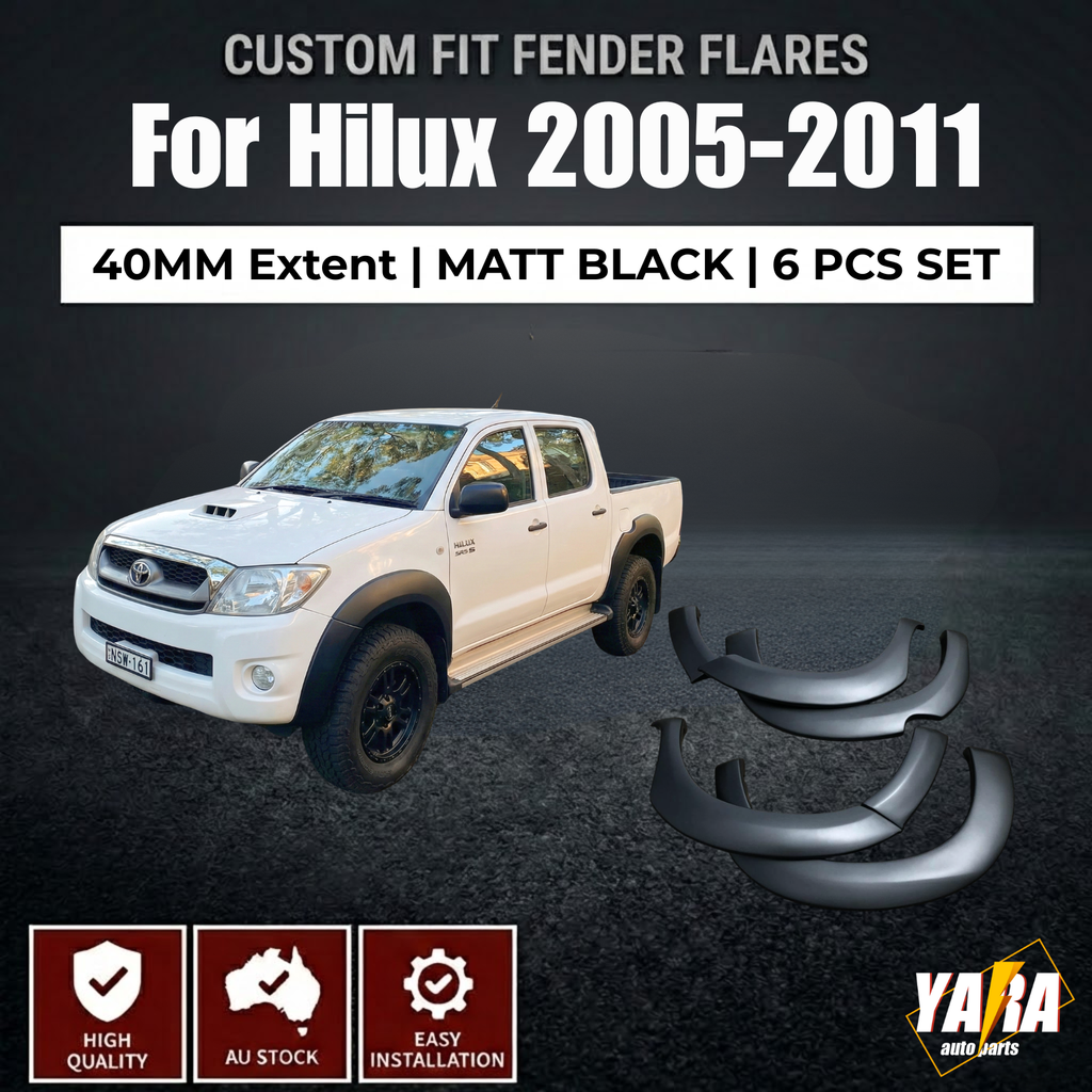 Matt black Fender Flares Wheel Arch Suits for Hilux SR5 SR 2005-2011 (pre-facelift) 6 Inch 6pcs