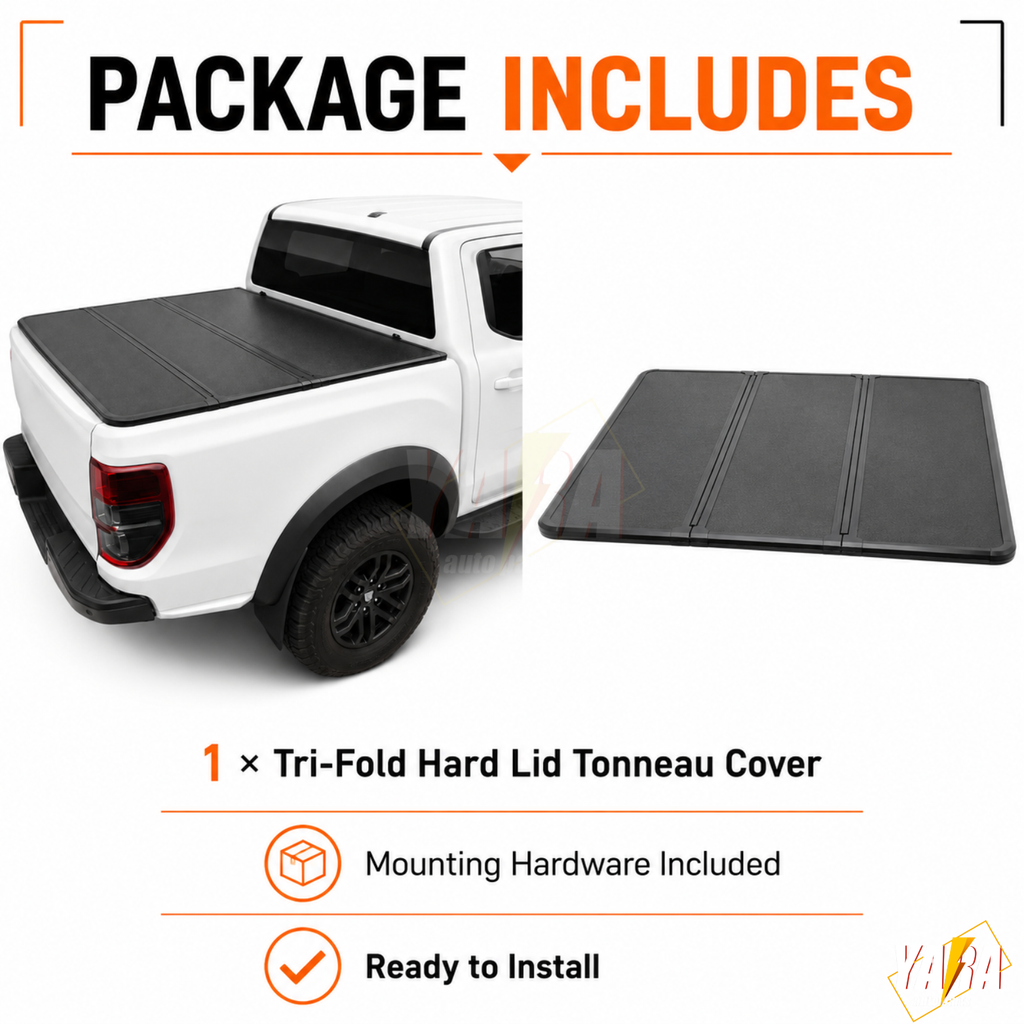 Heavy-Duty Aluminium Tri-Fold Hard Tonneau Cover for Ford Ranger Next-Gen 2022+