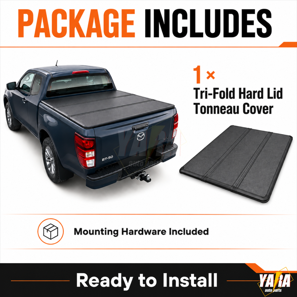 Heavy-Duty Aluminium Tri-Fold Hard Tonneau Cover for Mazda BT-50 2020-2026