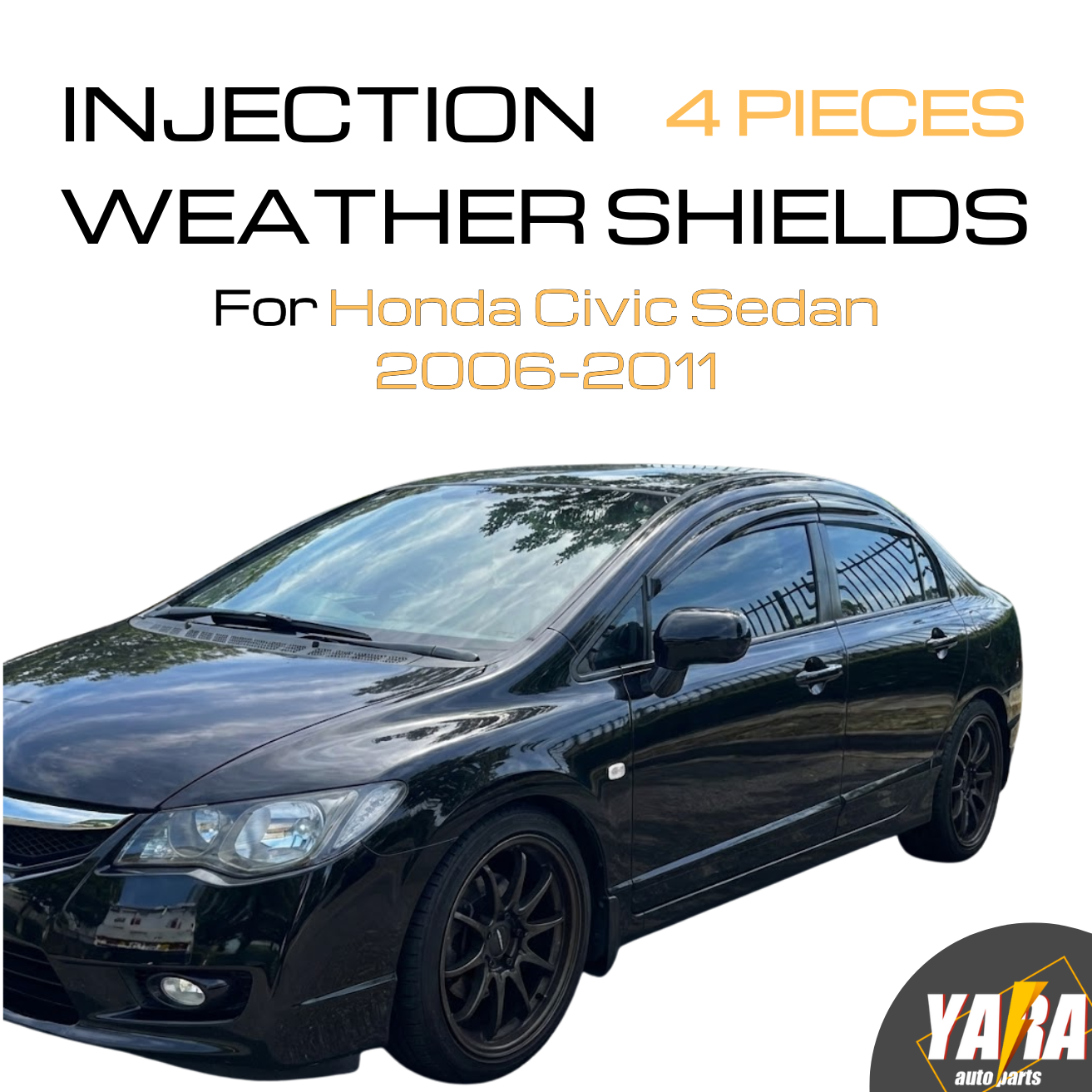 MUGEN Style Weather shields Window visors HONDA CIVIC SEDAN 8TH GEN 2006-2011