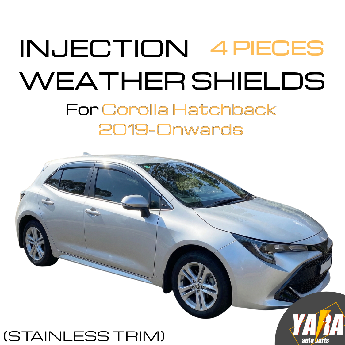 Premium Weathershields with stainless steel suitable for Corolla Hatch 2019-2026