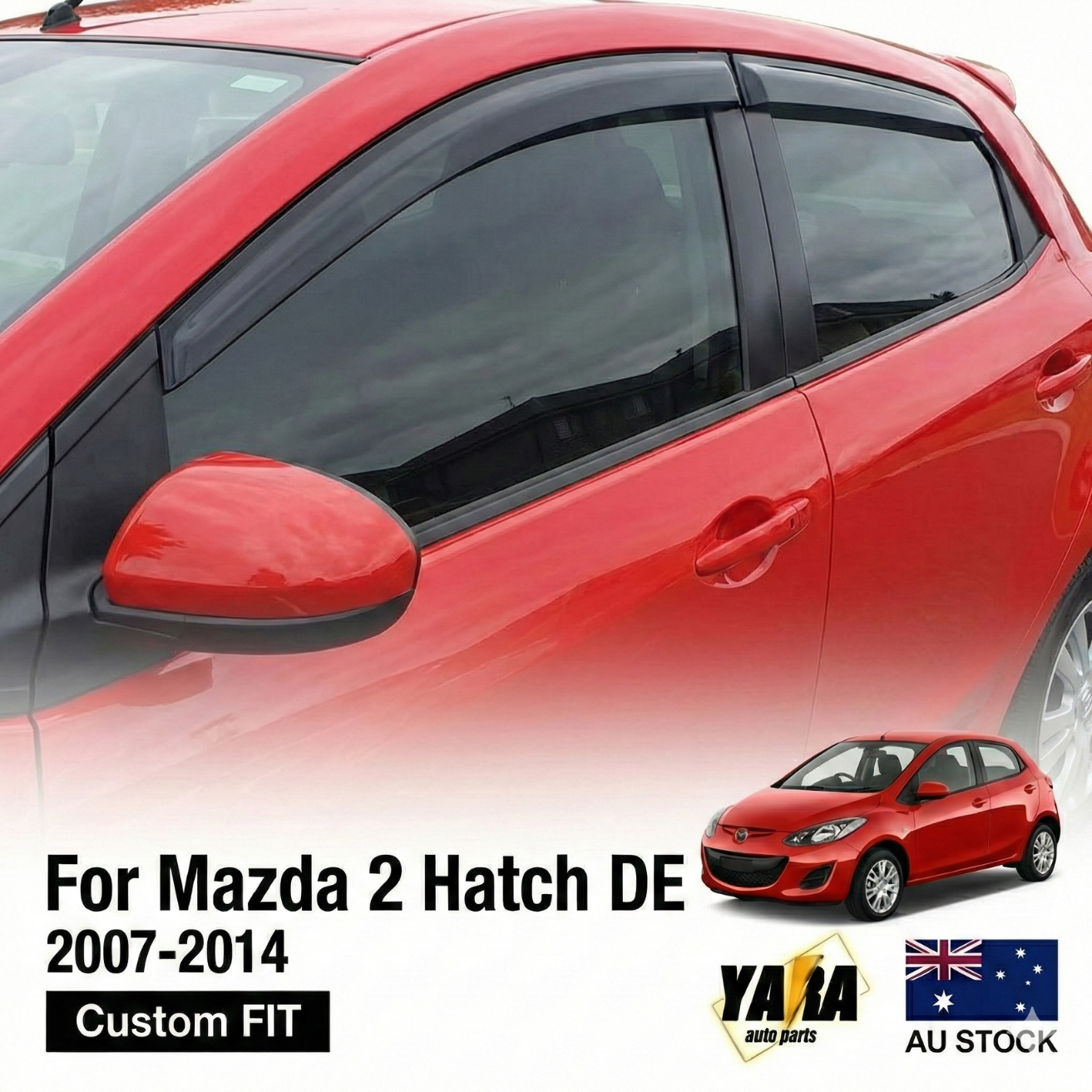 QUALITY INJECTION WEATHER SHIELDS WINDOW VISORS MAZDA 2 Hatch DE 07-14