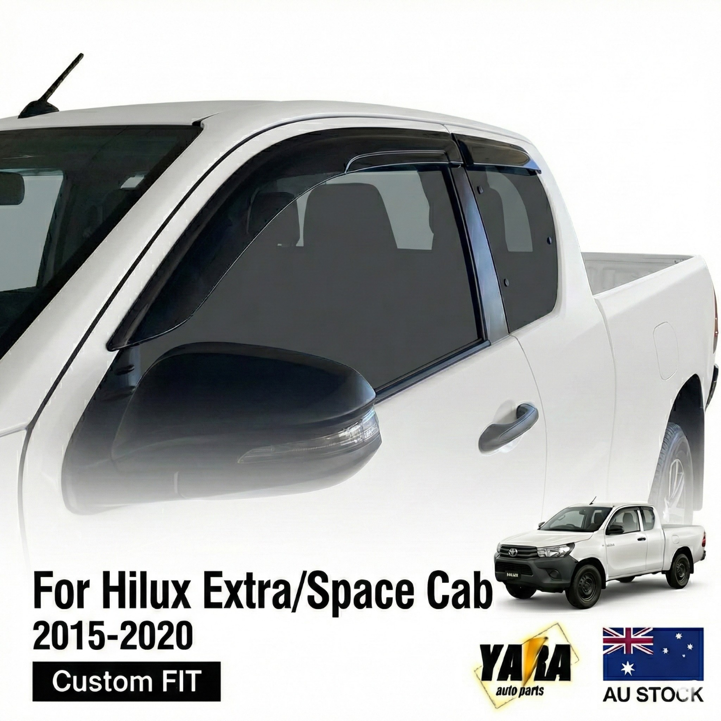 Weather shields Window visors suits  for Hilux Extra/Space Cab 2015 -2020