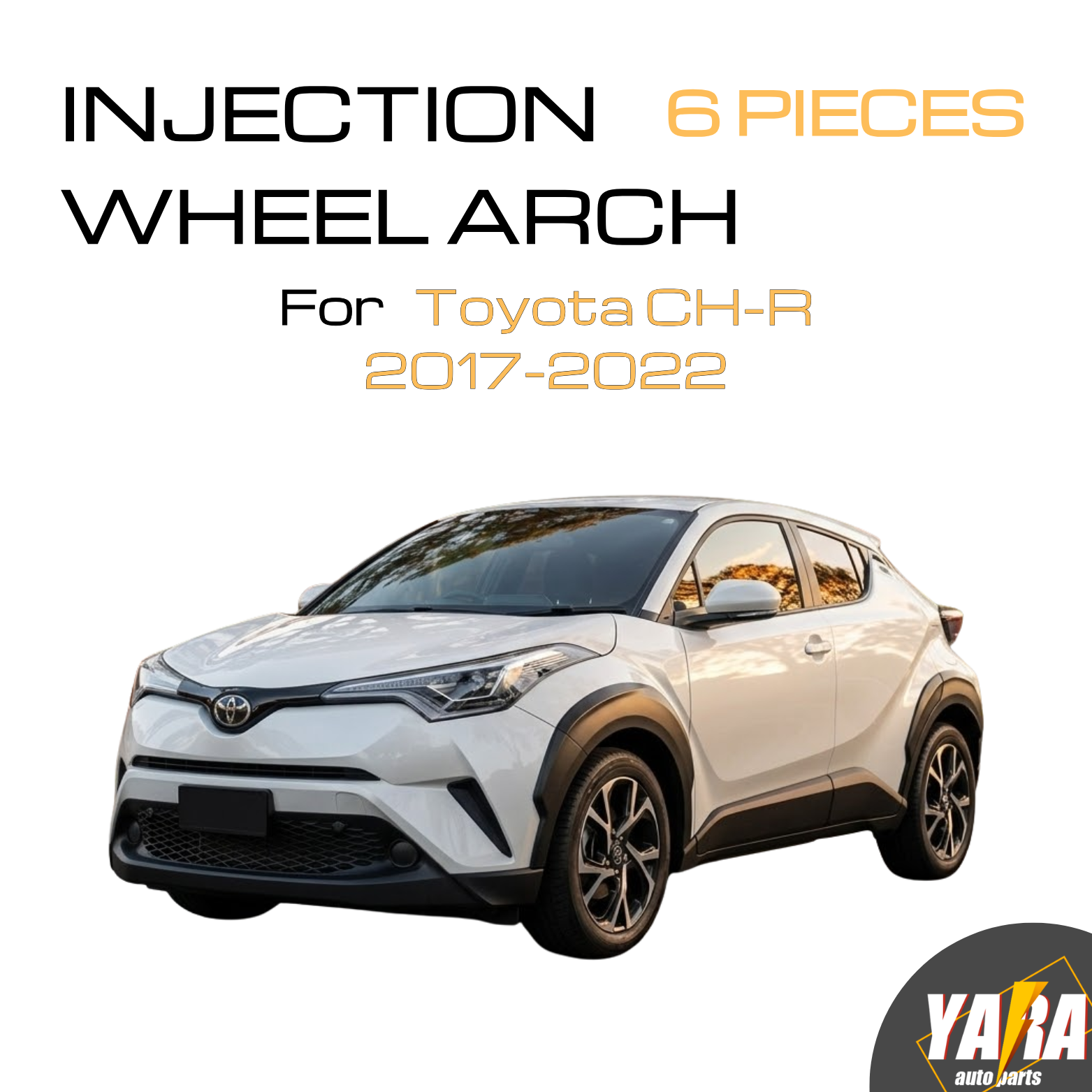 Injection Fender Flares Wheel Arch Matt Black 6PCS Fits Toyota C-HR CHR 2017-2023