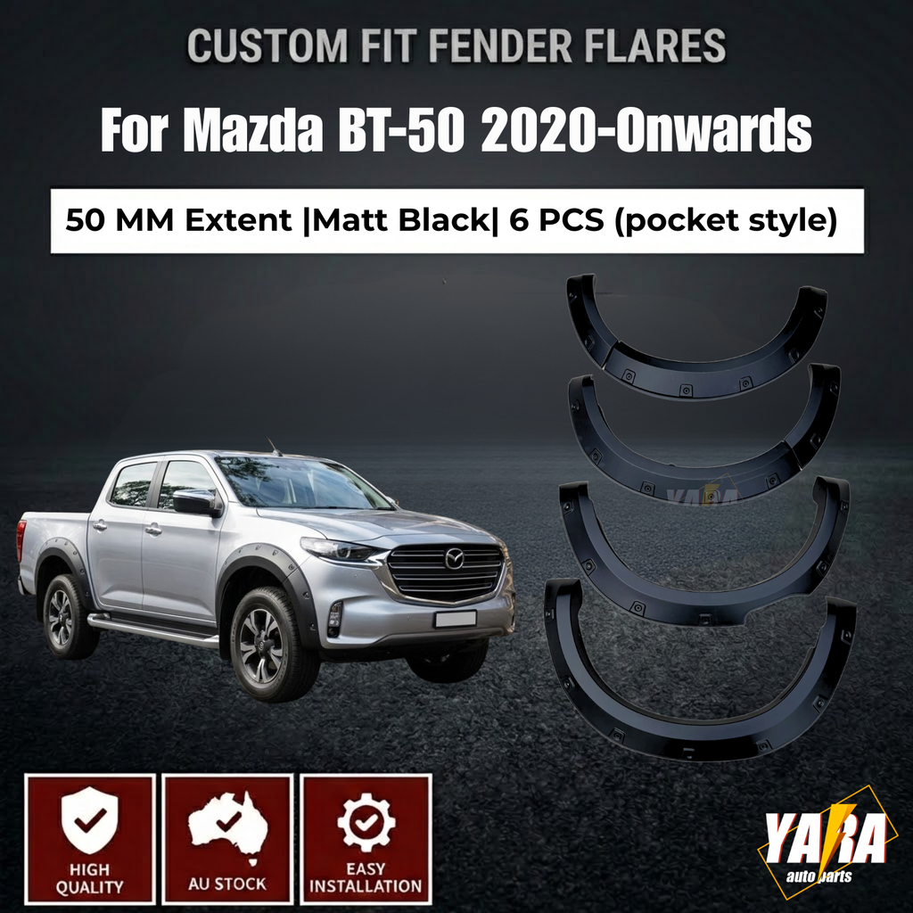 Pocket Fender Flares for Mazda BT-50 2020-2025 | Matte Black Guard Arch Wheel Trim (6PCS)