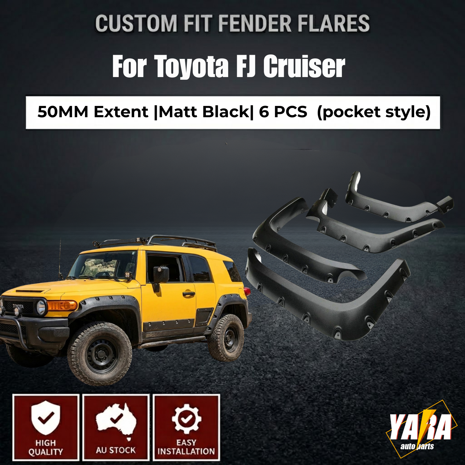 Pocket Style  texture Fender Flares Suitable For 2007-2014  FJ Cruiser 6pcs