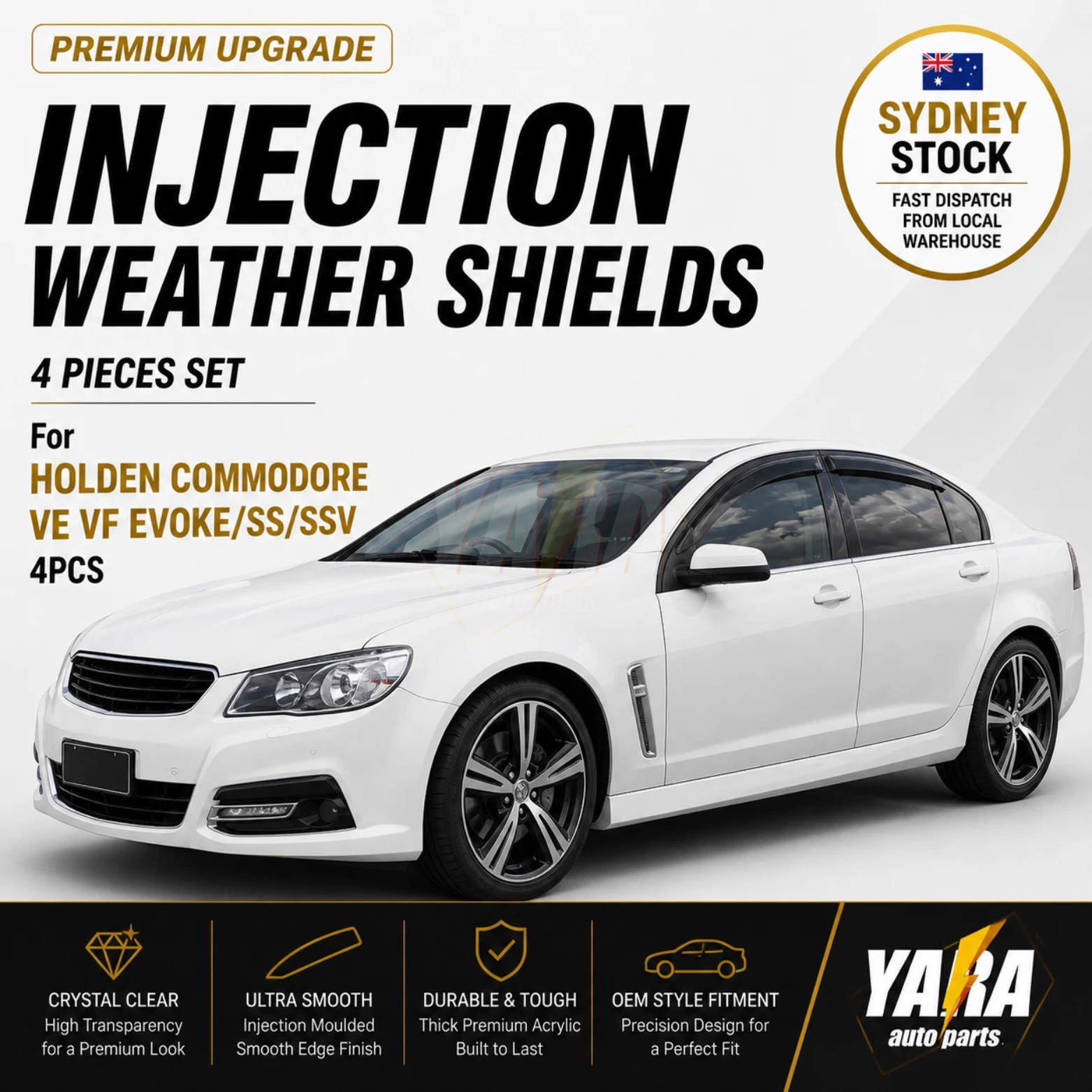 Weathershields for Holden Commodore VE VF Evoke SS SS-V | 4PCS Tinted Visors