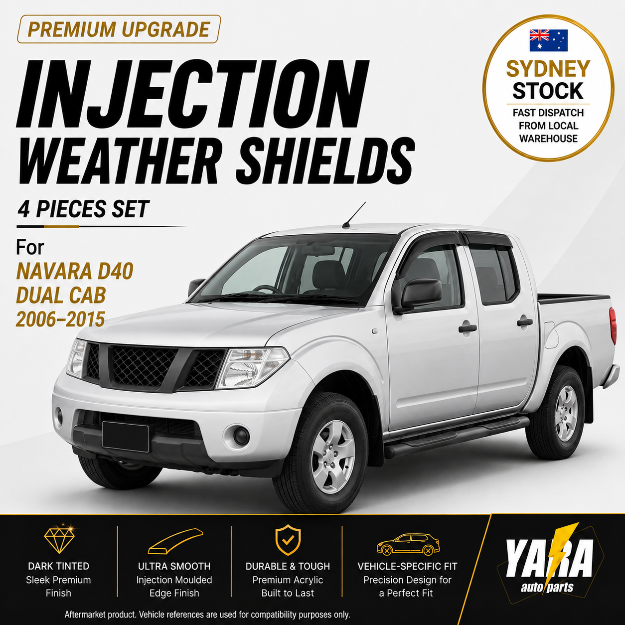 Injection Weather Shields Window Visors for Navara D40 2006–2015 Tinted 4PCS