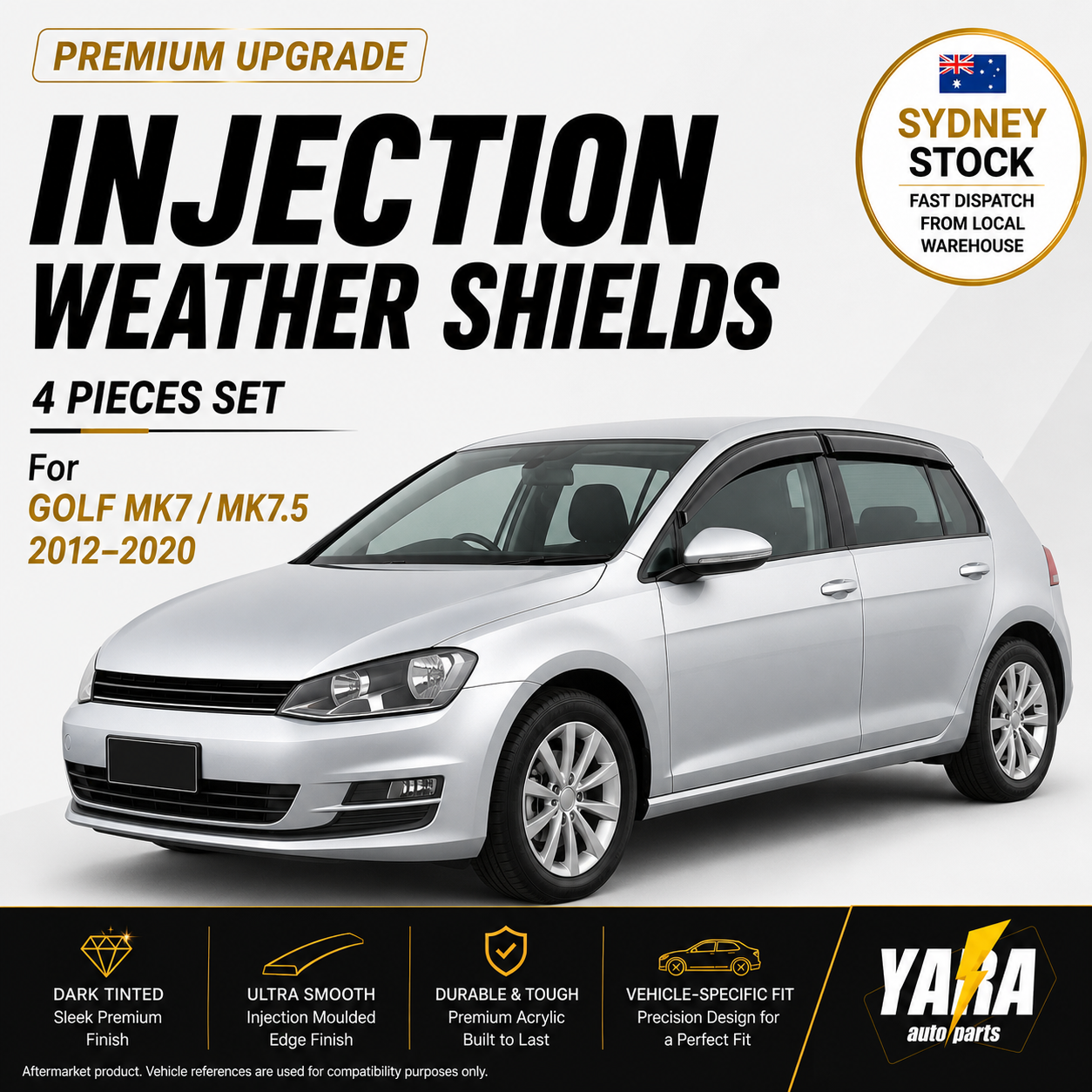 Injection Weather Shields For Volkswagen Golf MK7 MK7.5 2012–2020 4PCS