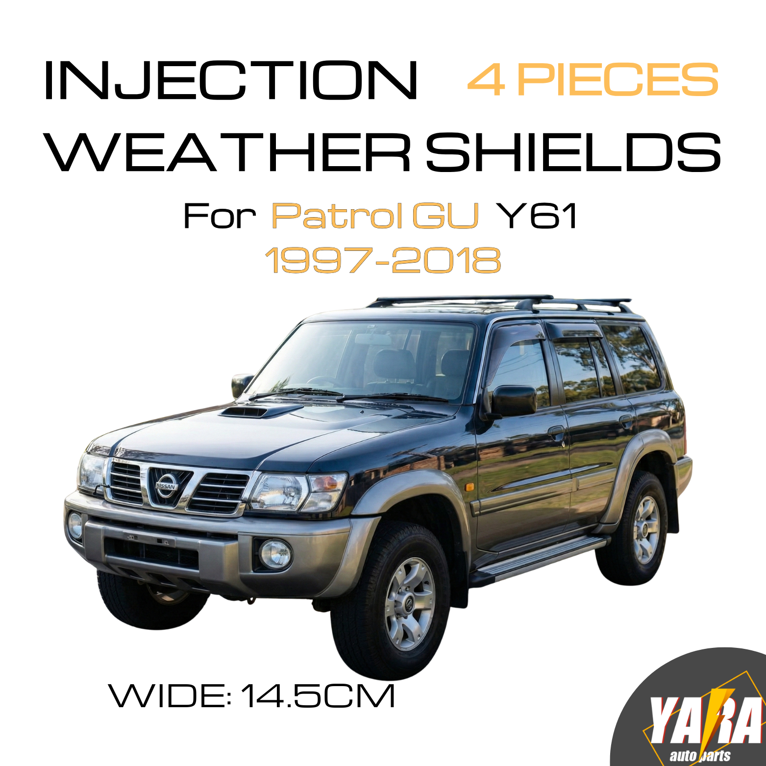 Premium Weather Shields Weathershields Suits for Nissan Patrol GU Y61 1997–2018 (Tinted, 4PCS)