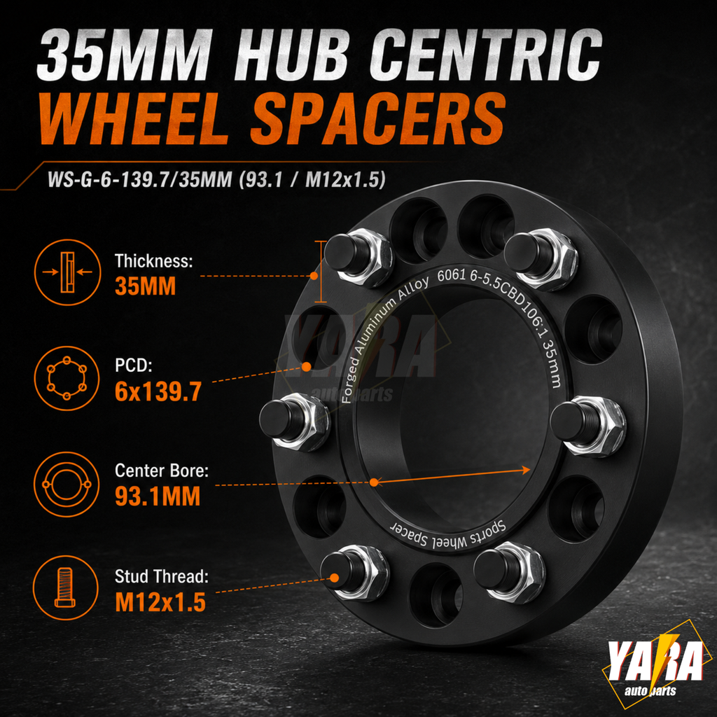 4pcs 35mm 6x139.7 93.1CB M12x1.5 Hub Centric Wheel Spacers 4PCS for Ford Ranger Mazda BT-50